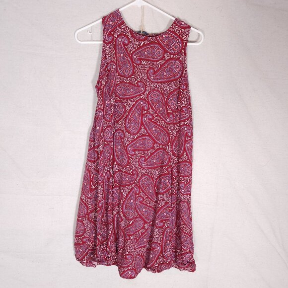 Old Navy Paisley Dress Womens M Burgundy Sleeveless Keyhole Knee Boho Casual - Picture 1 of 10